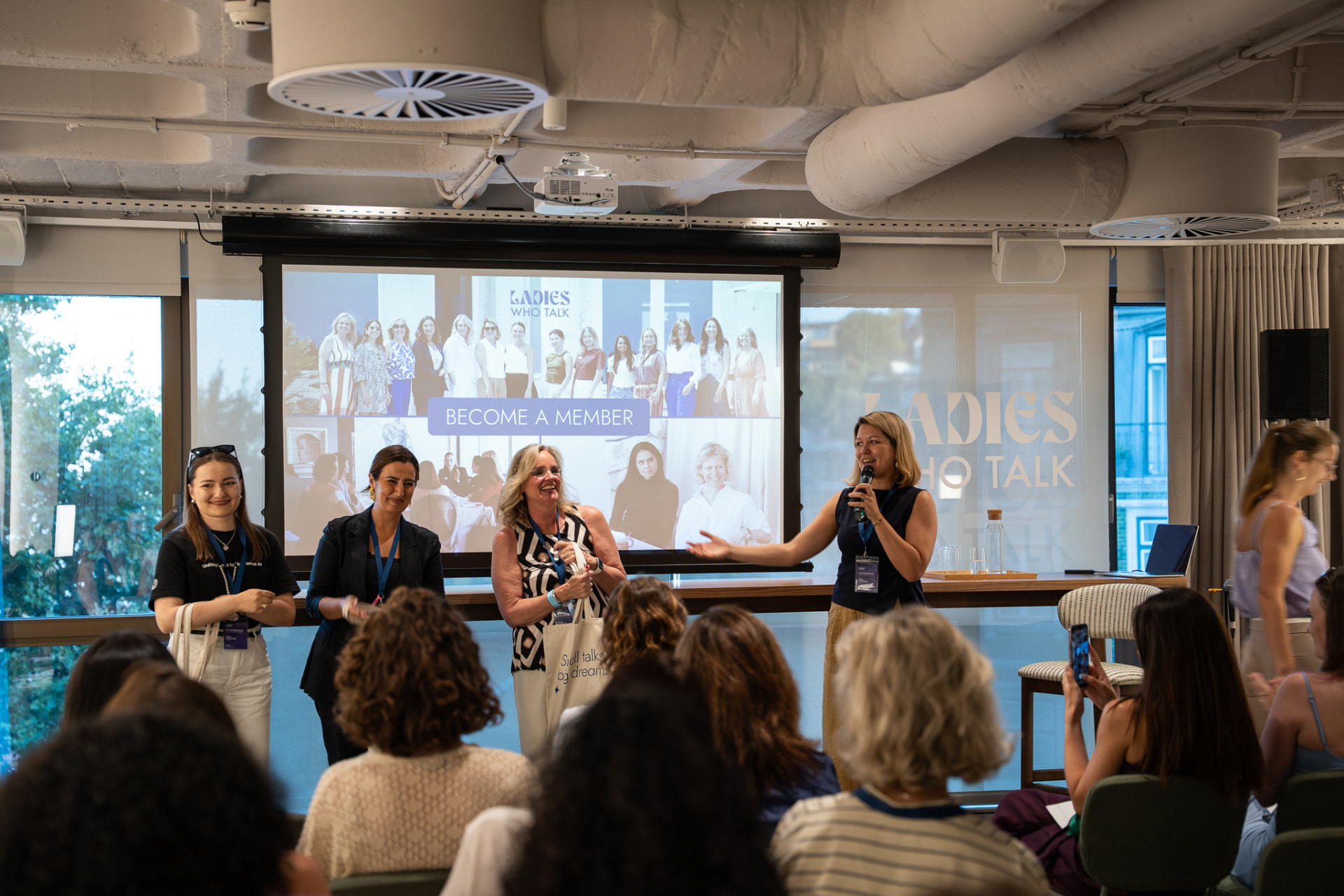 Speakers presenting at a Ladies Who Talk event