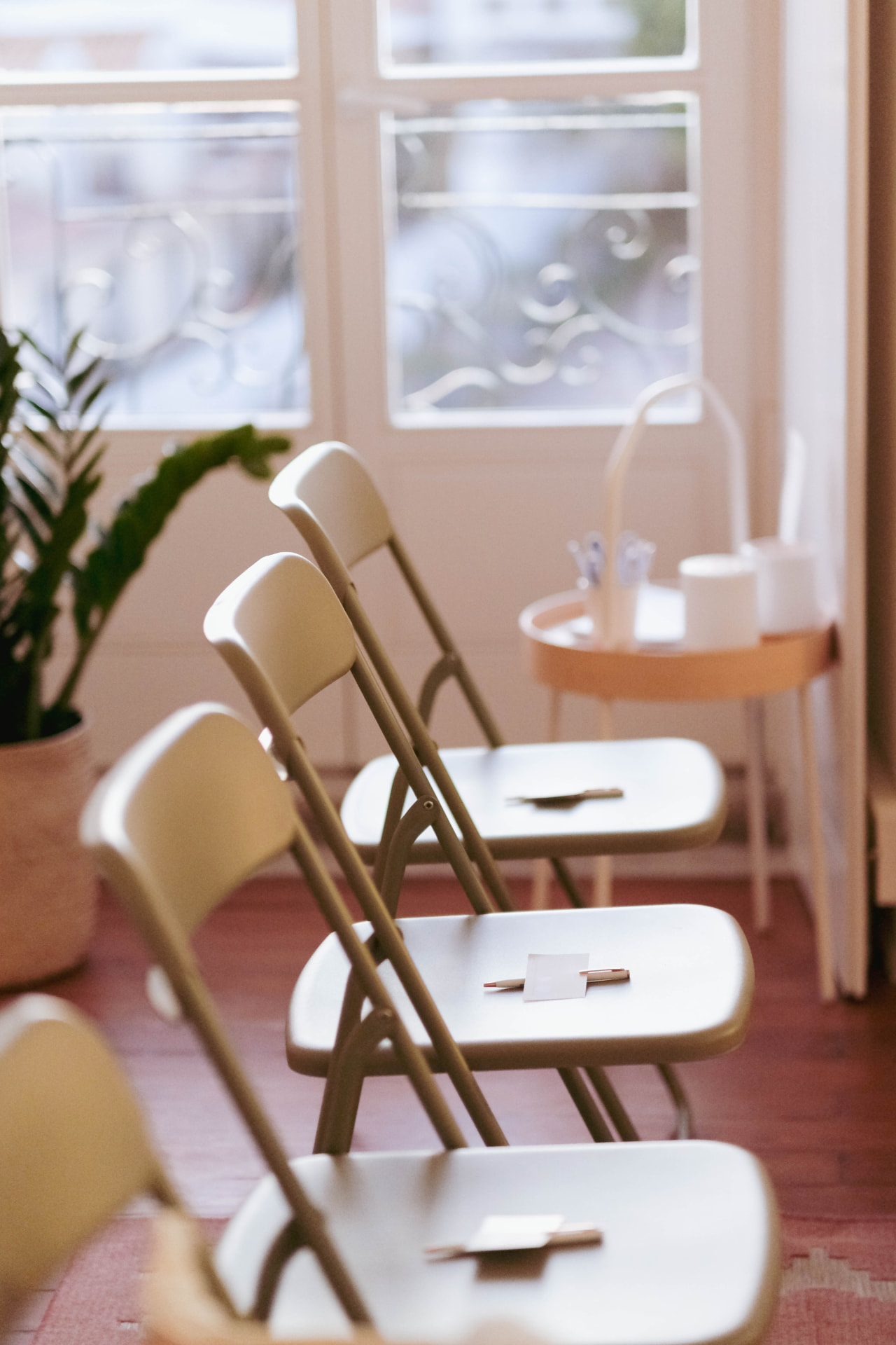 Chairs set up for a workshop at the Hub in Lisbon